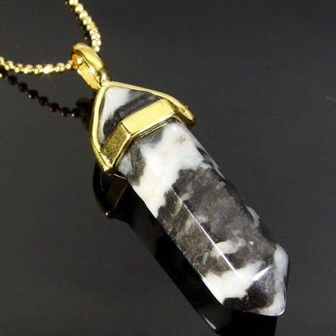 White Zebra Jasper Gemstone Pendant Necklace